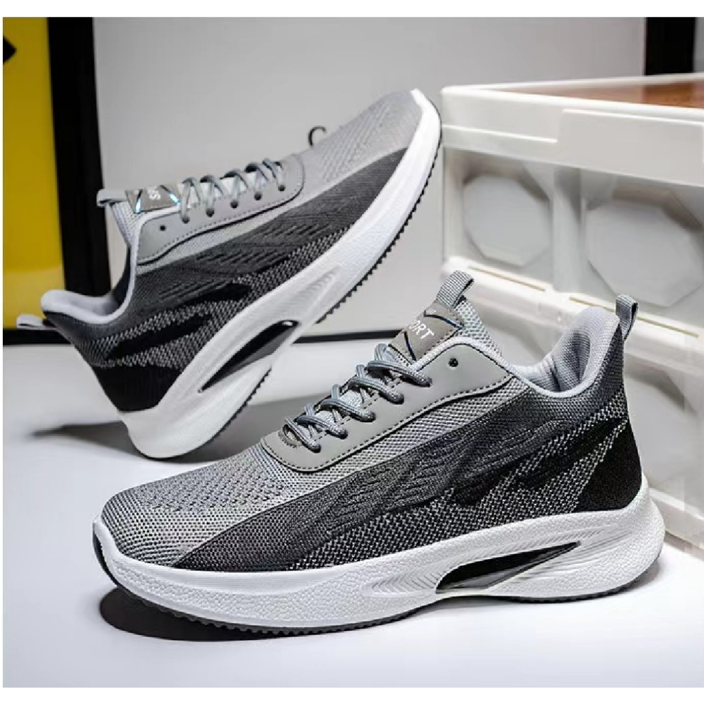Giay thể thao nam,Sneakers viền mầu đen,xám chất liệu vải mềm thoáng,đế 3cm k14
