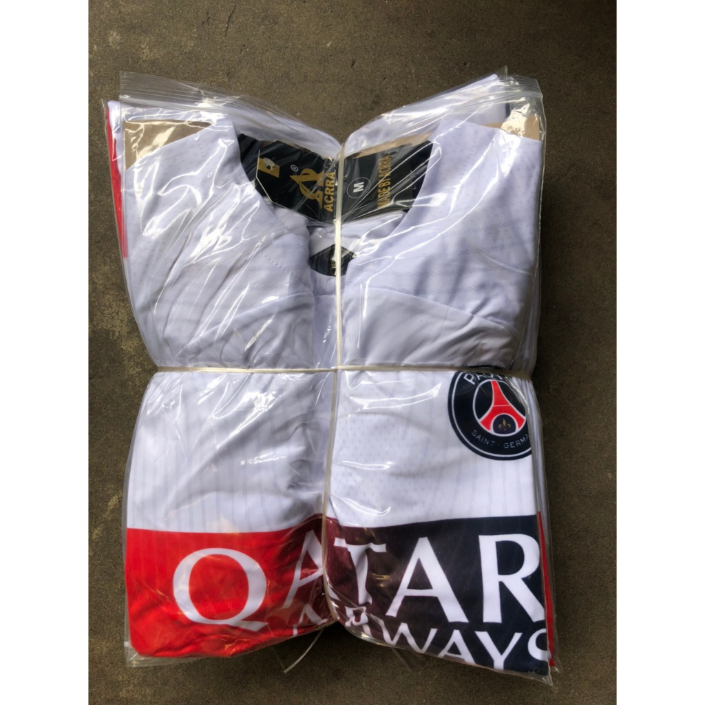 [Vải thái cao cấp, mềm mịn, thoáng khí, in tên số] Bộ quần áo Thể thao Mẫu mới nhất PSG Qatar Trắng Unisex