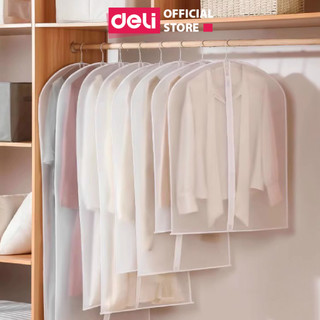  Túi bọc quần áo treo tủ chống bụi chống ẩm mốc Deli Túi bọc trùm quần áo PEVA có khóa loài dày dặn sắp xếp tủ quần áo 