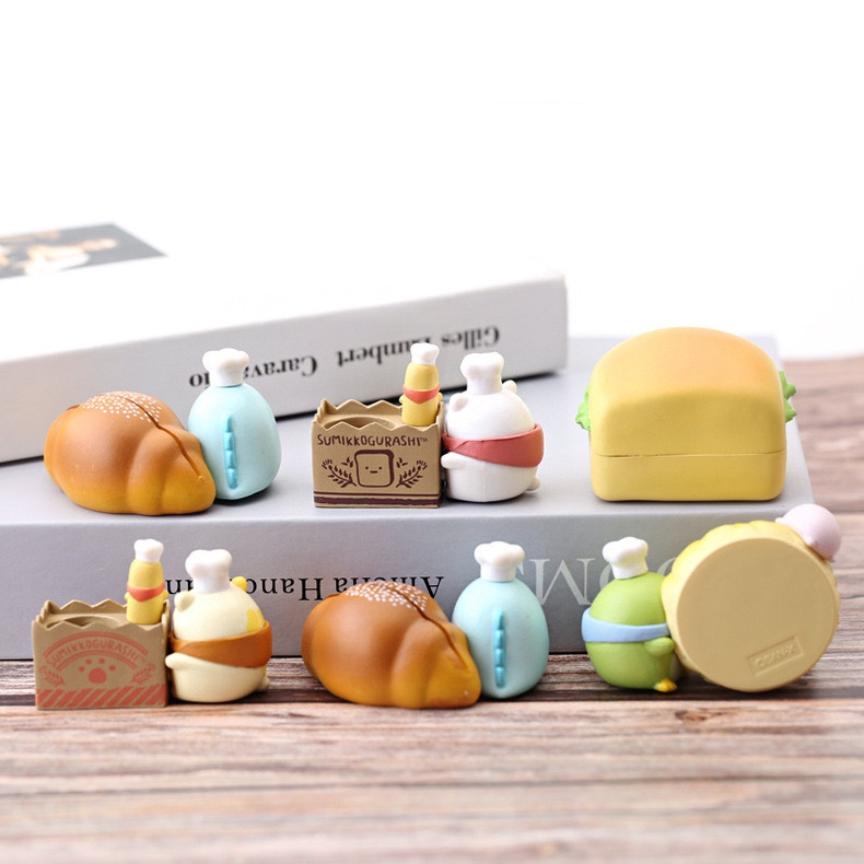 Đồ chơi blind box hộp mù tuyển tập các mô hình  hoạt hình kiêm con dấu,Bánh mì Sumikko Gurashi
