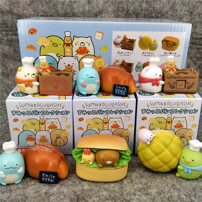 Đồ chơi blind box hộp mù tuyển tập các mô hình  hoạt hình kiêm con dấu,Bánh mì Sumikko Gurashi