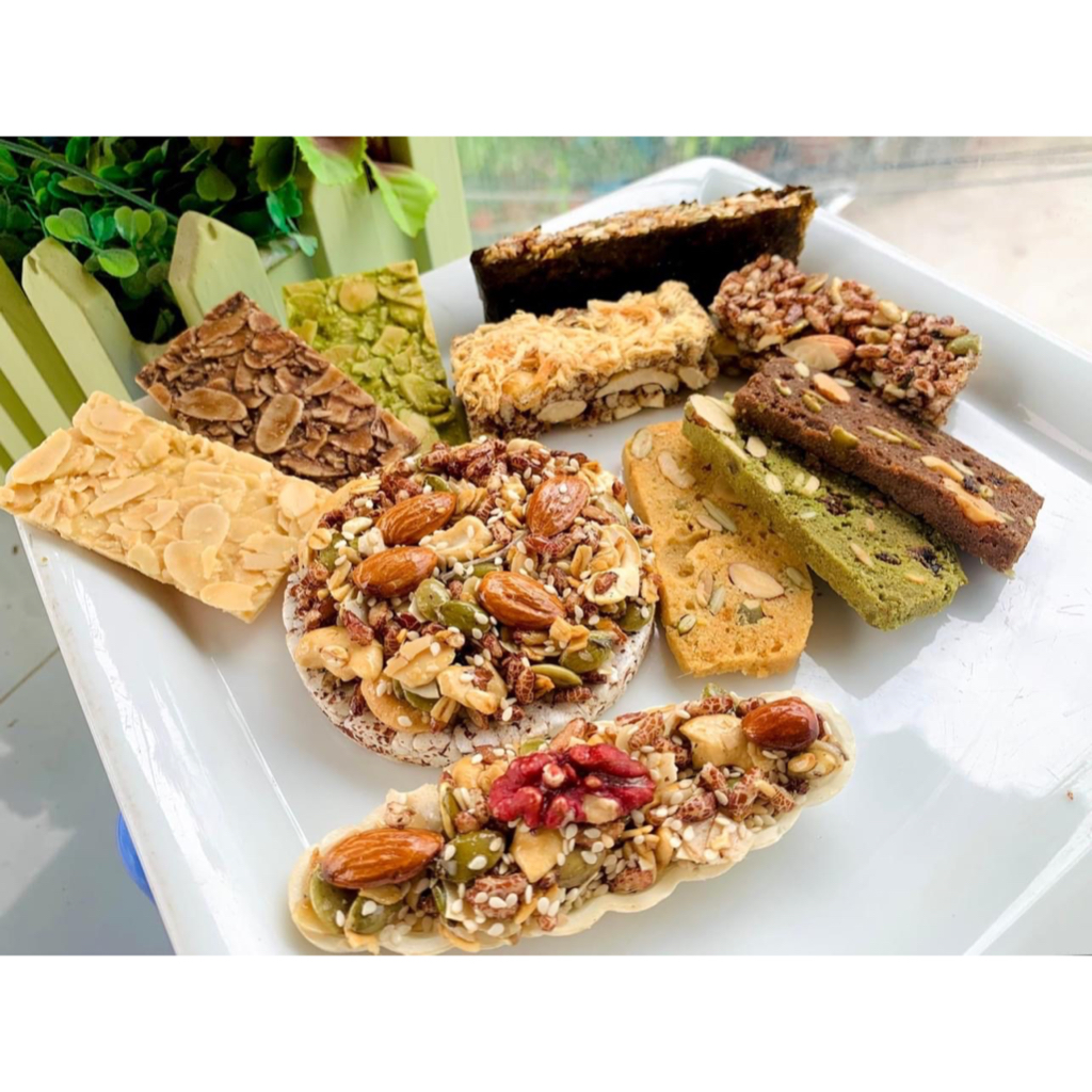 SET MIX 6 LOẠI BÁNH HẠT DINH DƯỠNG HEALTHY, ĂN KIÊNG KHÔNG ĐƯỜNG