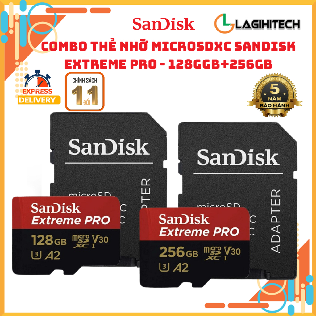 (New) Thẻ nhớ MicroSDXC SanDisk Extreme PRO A2 V30 U3 64GB / 128GB / 256GB Class 10 UHS-I 200MB/s - Hàng Chính Hãng