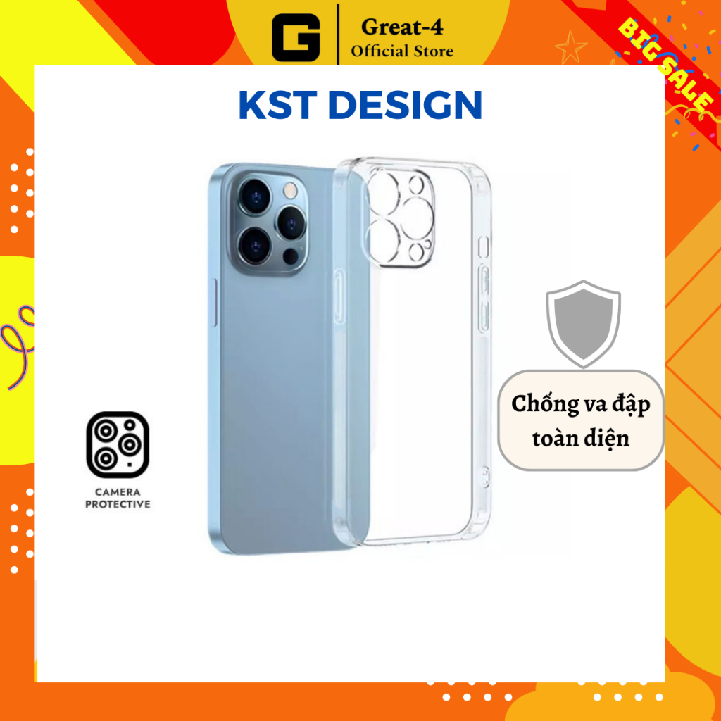 Ốp lưng KST trong suốt hãng KST Design bảo vệ camera full dòng lphone 6/7/8Plus/X/Xs/Xr/XsMax/11/12/