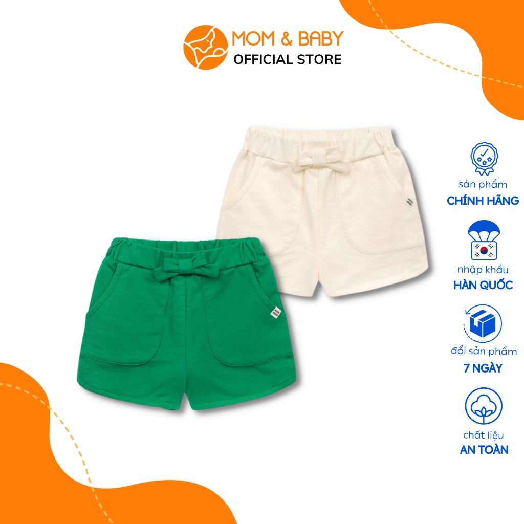 Quần short thun bé gái Hàn Quốc Petite Mieux màu xanh trắng MOM & BABY EMEBB02