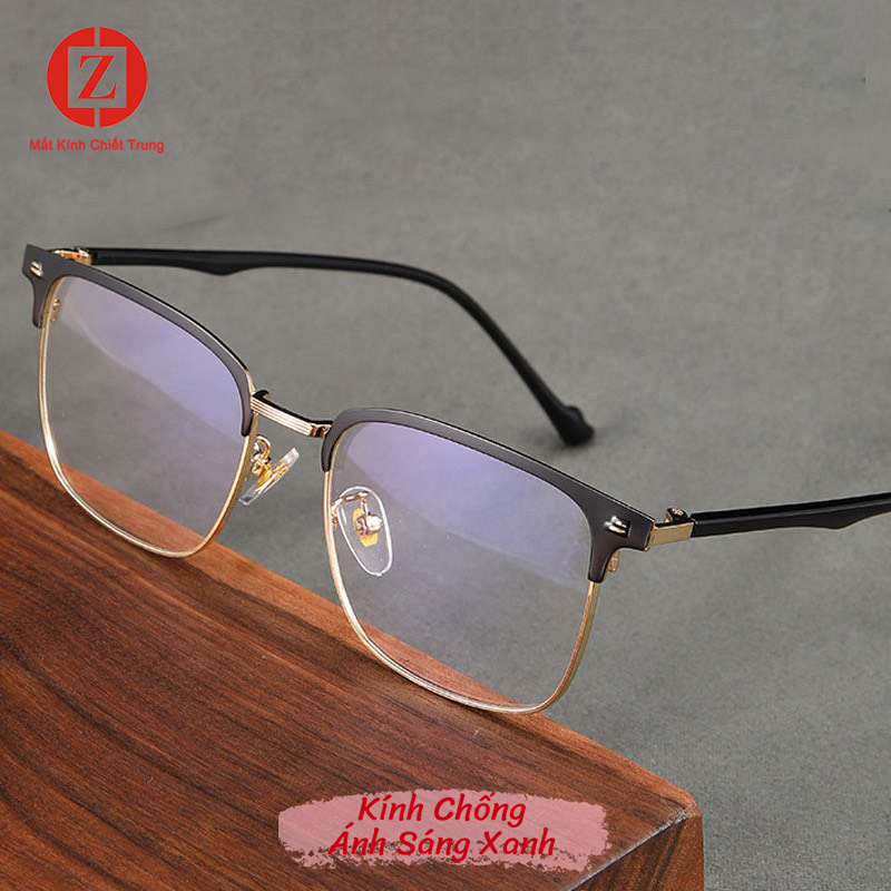 Gọng kính cận chất liệu Hợp Kim cao cấp form vuông dễ lắp tròng cận thị mã H9831