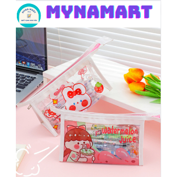 Túi đựng mỹ phẩm, hộp bút trong suốt phong cách Nhật Bản dễ thương DIY - MyNa Mart