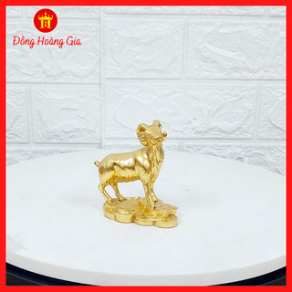 Tượng dê nhỏ bằng đồng mạ vàng 24k