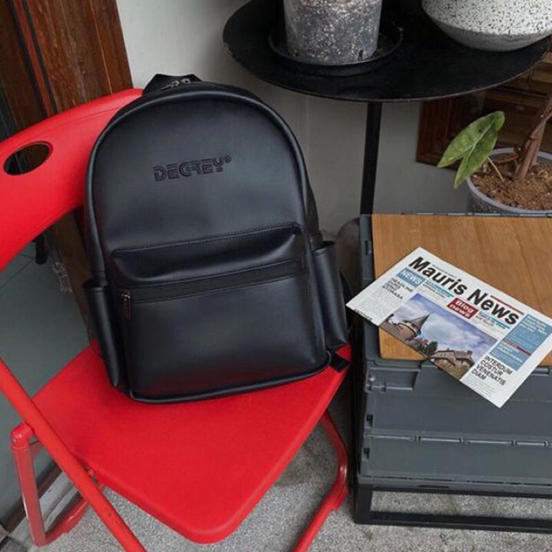 Balo Trà Sữa DG LEATHER Basic Backpack Chất Da Simili Cao Cấp Chống Nước Bánh Mì Store Cặp Da Đi Học Màu Kem Thời Trang