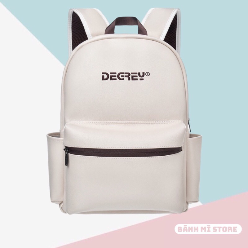 Balo Trà Sữa DG LEATHER Basic Backpack Chất Da Simili Cao Cấp Chống Nước Bánh Mì Store Cặp Da Đi Học Màu Kem Thời Trang