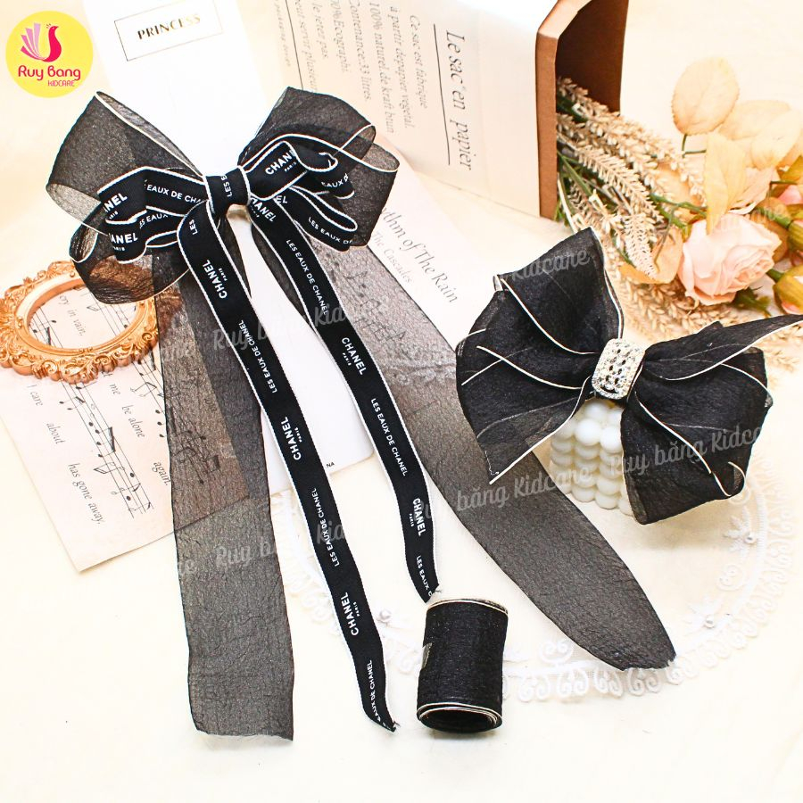 Ruy băng voan xốp  HQ 4cm dùng làm nơ kẹp tóc, nơ trang trí...