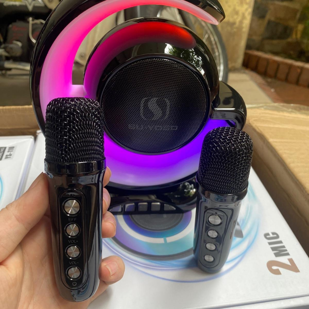 Loa Ys 110 mini - loa kệ sách 2 micro hát, Hàng chính hãng bảo hành 12 tháng