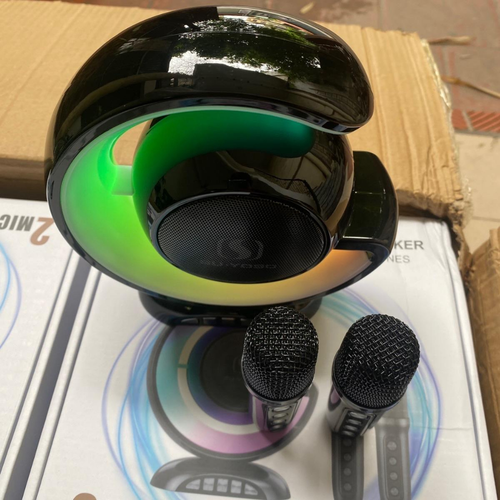 Loa Ys 110 mini - loa kệ sách 2 micro hát, Hàng chính hãng bảo hành 12 tháng