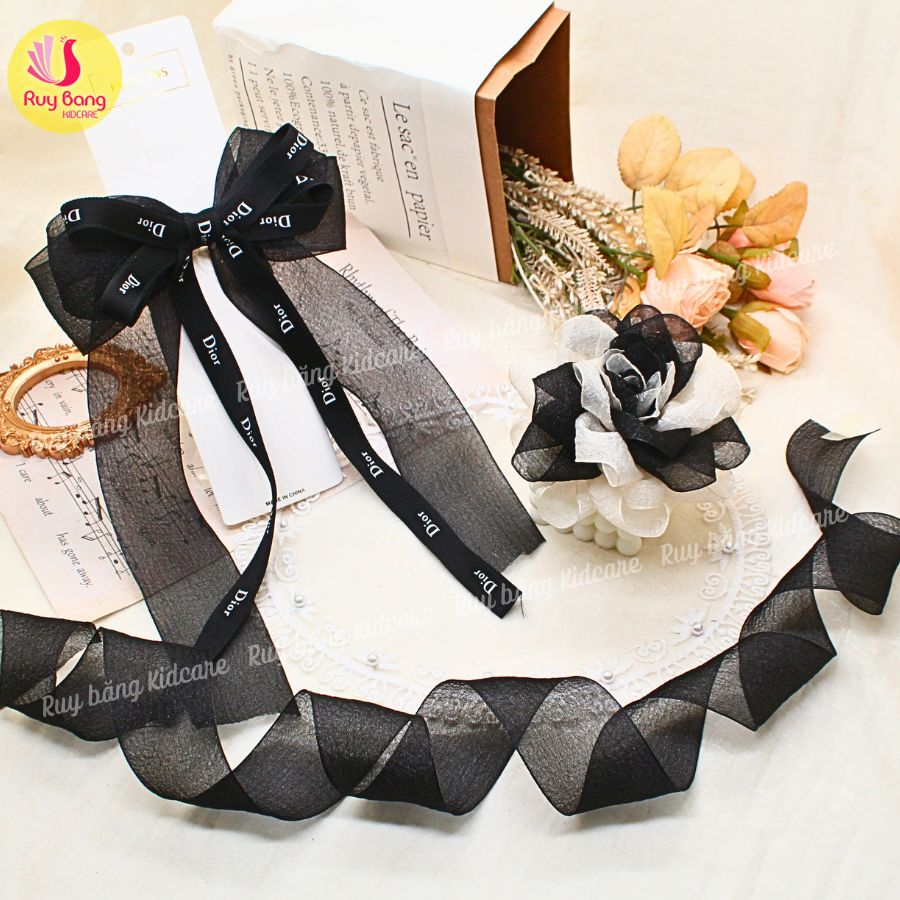 Ruy băng voan xốp  HQ 4cm dùng làm nơ kẹp tóc, nơ trang trí...