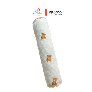Gối ôm cho bé Mochee gấu teddy 12x50cm chất liệu lụa cotton cho trẻ 0M+ - Monnie Kids