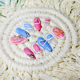 Nailbox tone pastel đính charm gấu