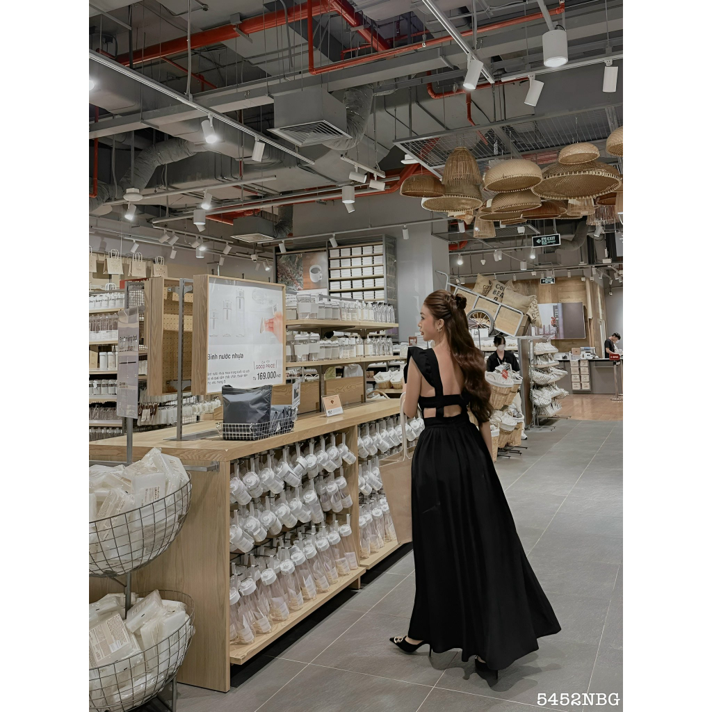 Đầm dài cánh tiên xòe hở lưng 5452 - Đầm nữ thời trang