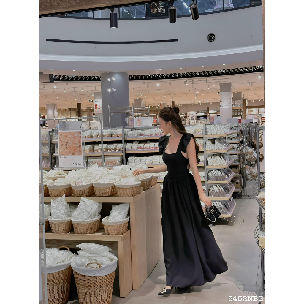 Đầm dài cánh tiên xòe hở lưng 5452 - Đầm nữ thời trang
