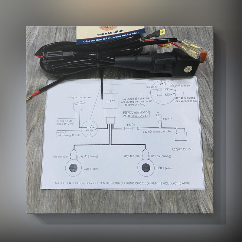 BỘ DÂY RELAY SIHAI 40A CHUYỂN ĐỔI LÊN 2 KÈN  CHO XE MÁY
