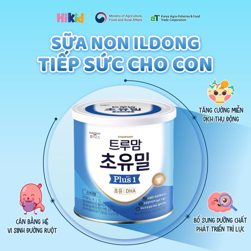 Sữa Non ILDONG PLUS Số 1&2, Men, Sắt ILDONG Loại 90 Gói