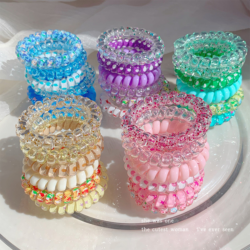 Set 6 Dây buộc tóc lò xo nhiều màu siêu xinh co giản .Dây cao su không làm tổn thương tóc bộ 6 dây.mã lk