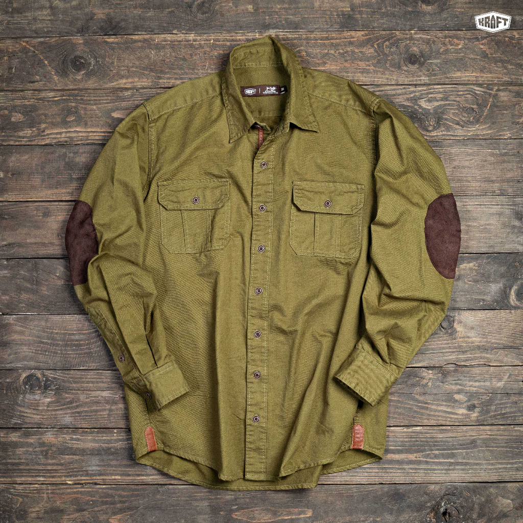 KRAFT SHiRT - Áo Sơ Mi Kraft - Áo sơ mi Kaki phối da - workwear Style