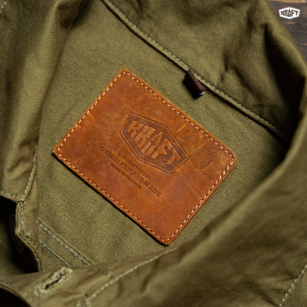 KRAFT GiLÊ - Áo GiLê KRAFT - Áo Gilê Kaki phối da cao cấp