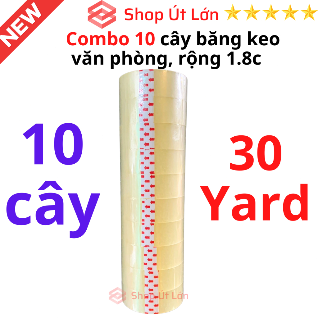 Combo 10 cây băng keo trong văn phòng loại nhỏ, 1 cây 10 cuộn rộng 1.8cm, 10yard-13yard-15yard-18yard-20yard-25yard