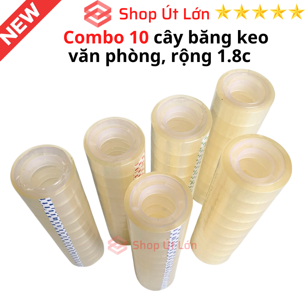 Combo 10 cây băng keo trong văn phòng loại nhỏ, 1 cây 10 cuộn rộng 1.8cm, 10yard-13yard-15yard-18yard-20yard-25yard