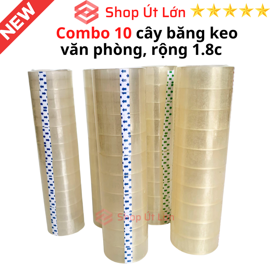 Combo 10 cây băng keo trong văn phòng loại nhỏ, 1 cây 10 cuộn rộng 1.8cm, 10yard-13yard-15yard-18yard-20yard-25yard