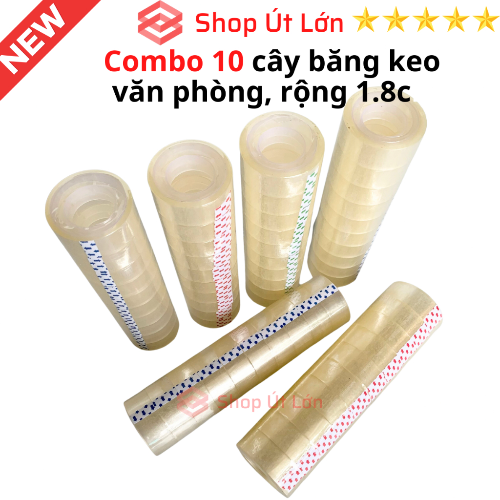 Combo 10 cây băng keo trong văn phòng loại nhỏ, 1 cây 10 cuộn rộng 1.8cm, 10yard-13yard-15yard-18yard-20yard-25yard