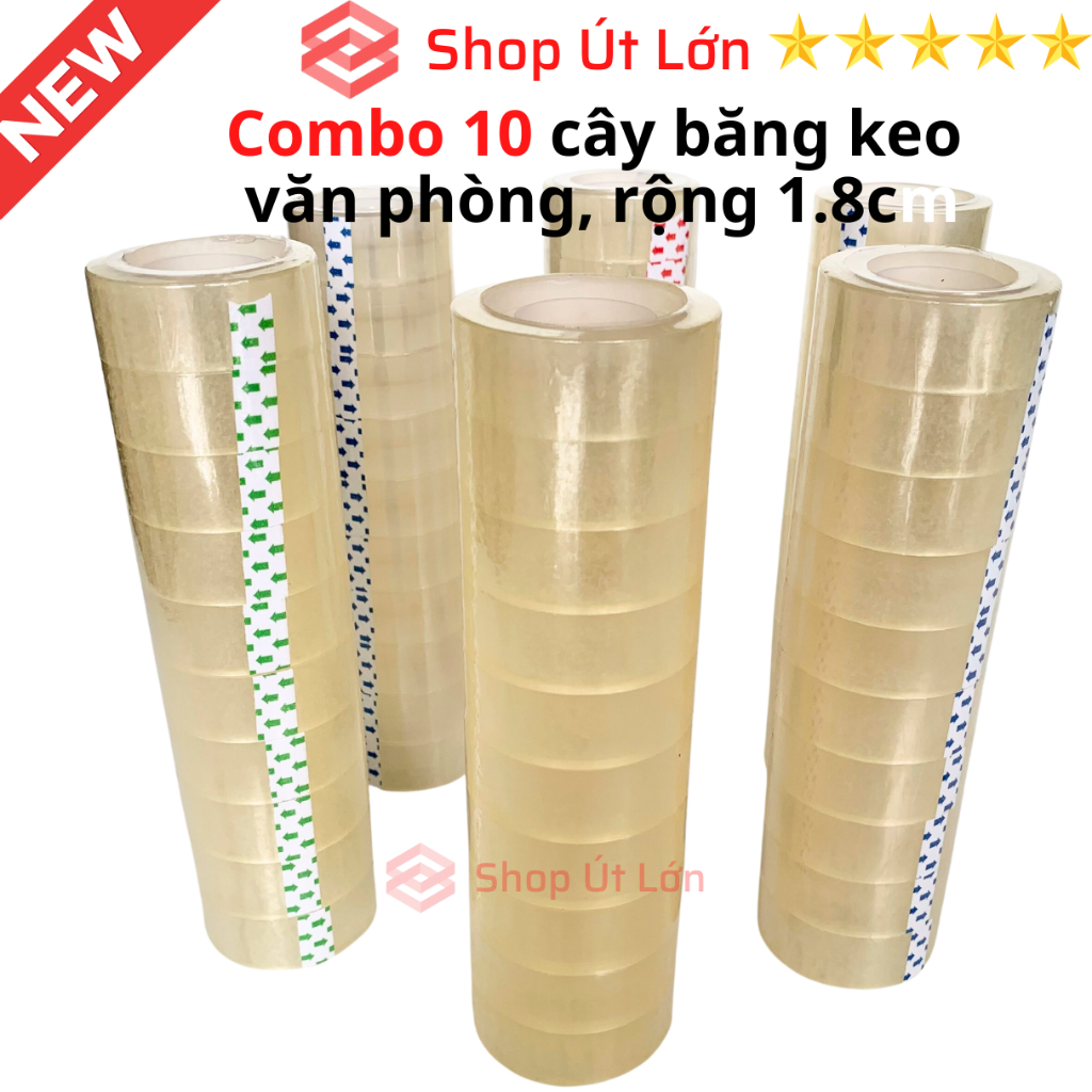 Combo 10 cây băng keo trong văn phòng loại nhỏ, 1 cây 10 cuộn rộng 1.8cm, 10yard-13yard-15yard-18yard-20yard-25yard