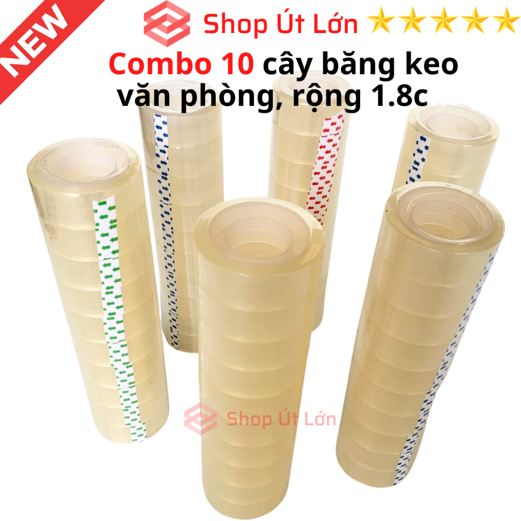 Combo 10 cây băng keo trong văn phòng loại nhỏ, 1 cây 10 cuộn rộng 1.8cm, 10yard-13yard-15yard-18yard-20yard-25yard