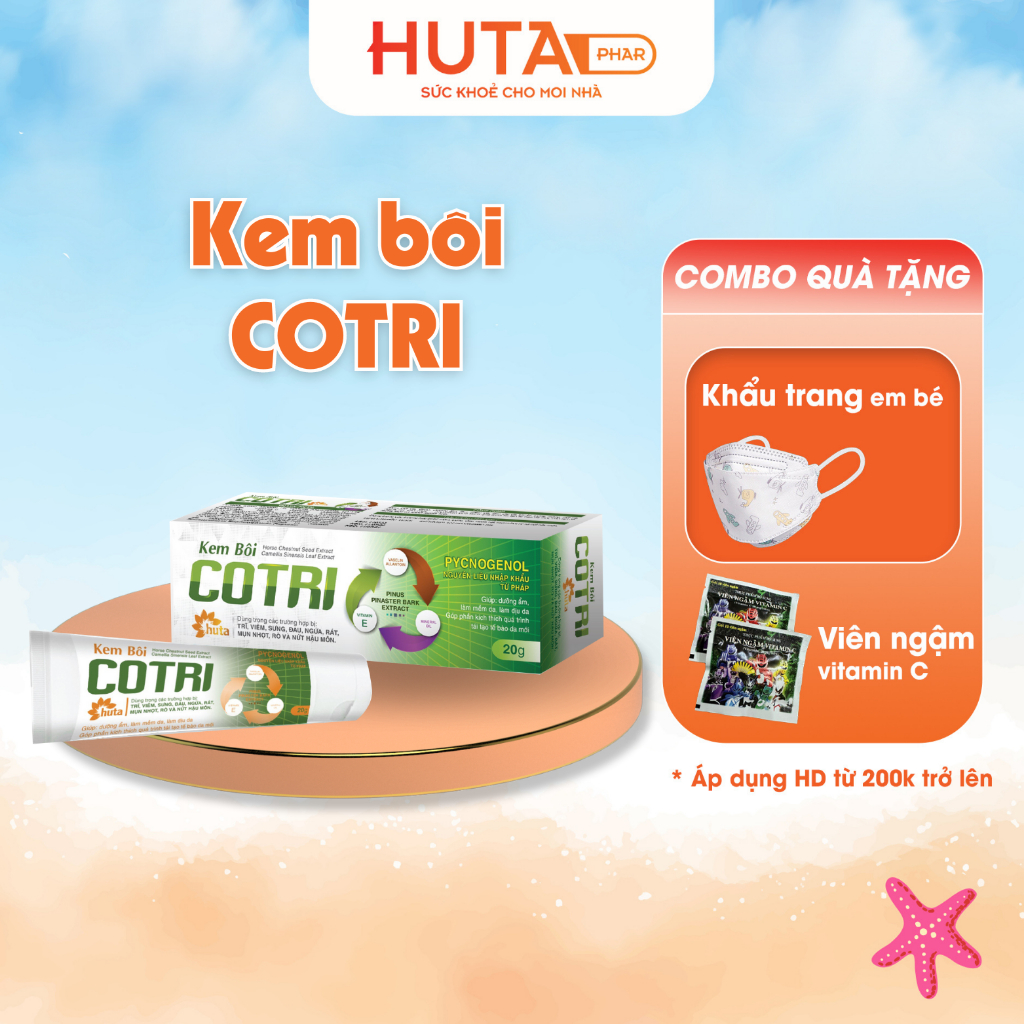 Kem bôi trĩ Co Trĩ HUTA PHAR( tuýp 20 gram) giảm đau rát hậu môn, co búi trĩ.