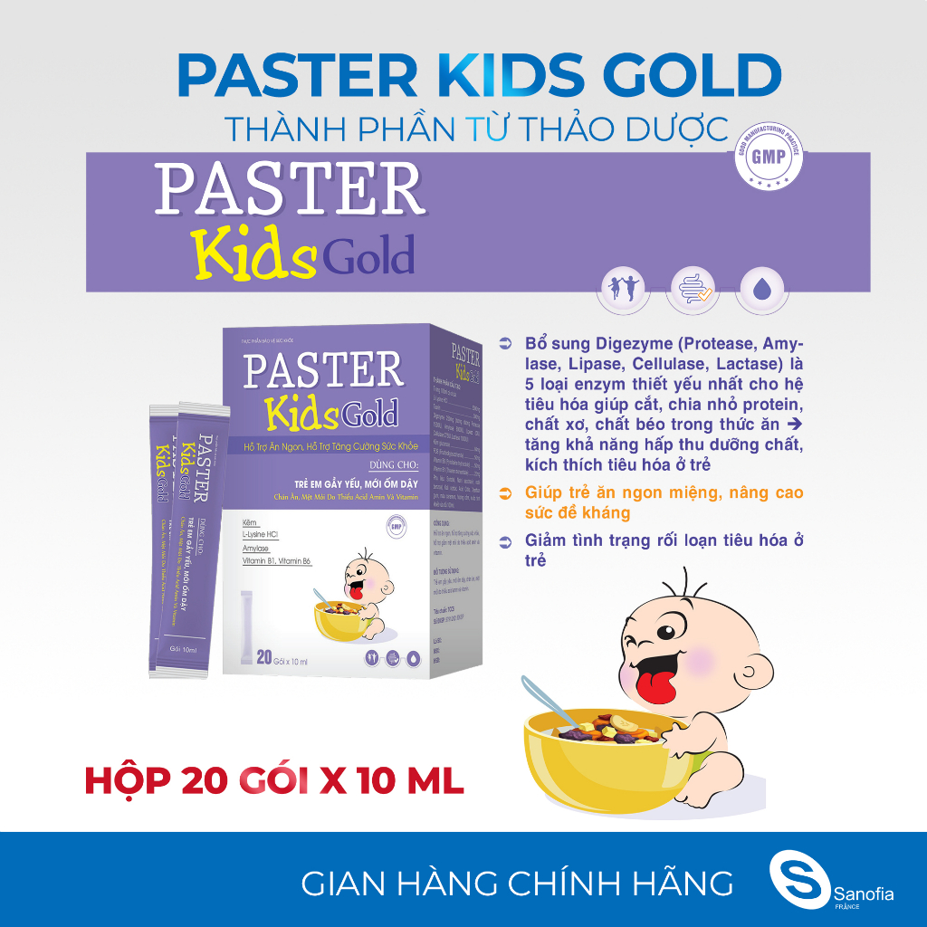 Paster kids gold   Tăng cường sức đề kháng, giúp bé hết biếng ăn, trẻ ăn nhanh hơn