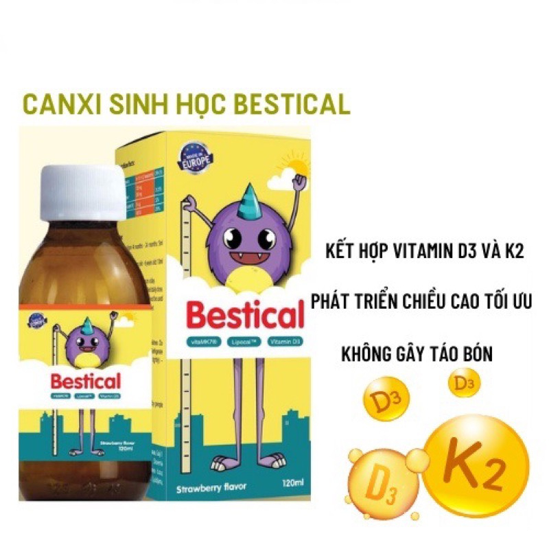 Canxi Sinh Học Besticat -  Bổ Sung Canxi Tự Nhiên, Vitamin D3K2 - Giúp Bé Phát Triển Chiều Cao Vượt Trội