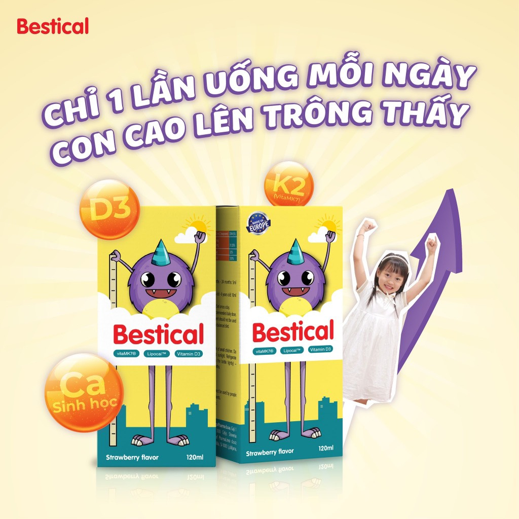Canxi Sinh Học Besticat -  Bổ Sung Canxi Tự Nhiên, Vitamin D3K2 - Giúp Bé Phát Triển Chiều Cao Vượt Trội