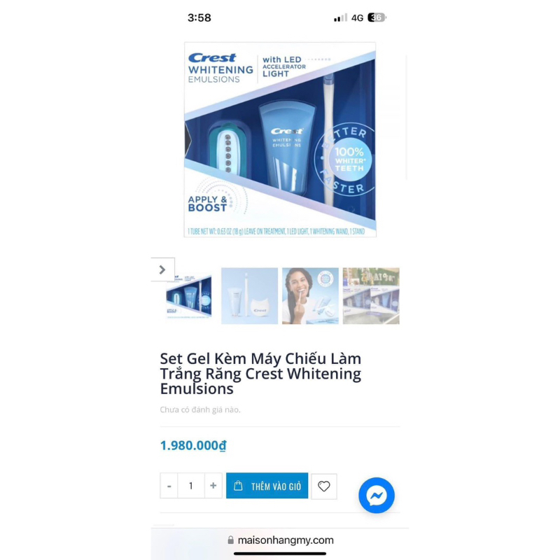 Set gel kèm máy chiếu làm trắng răng ORAL B
