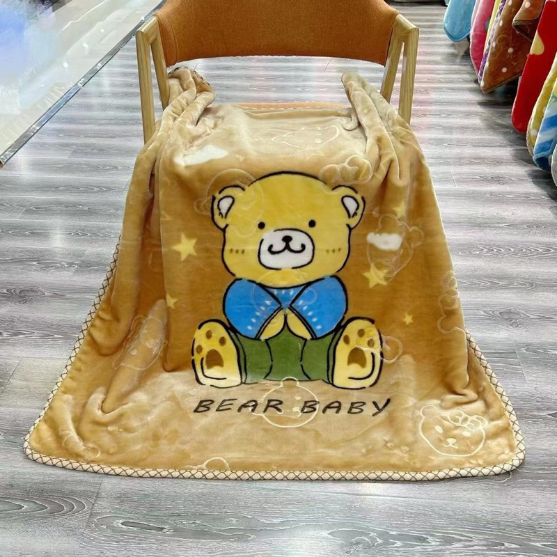 Chăn lông tuyết loại dày đắp mùa đông cho bé, chăn lông tuyết 2 lớp 93x100cm