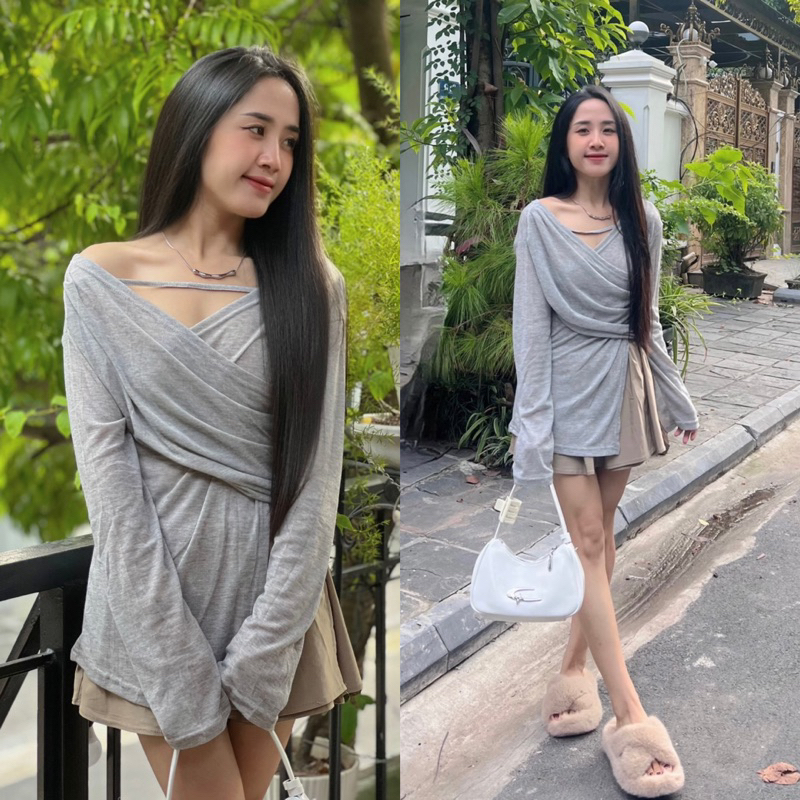 Áo thun giấy dài tay cổ V
