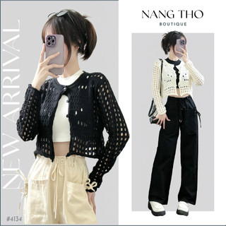 Áo cardigan lưới crop 4134