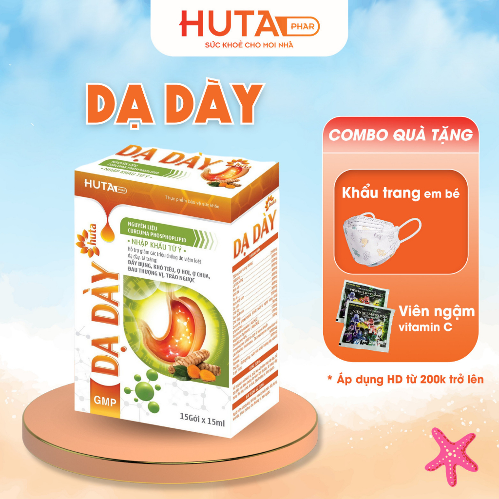 Gel Dạ Dày HUTA PHAR (15 gói *15ml) giảm viêm loét và bảo vệ niêm mạc dạ dày