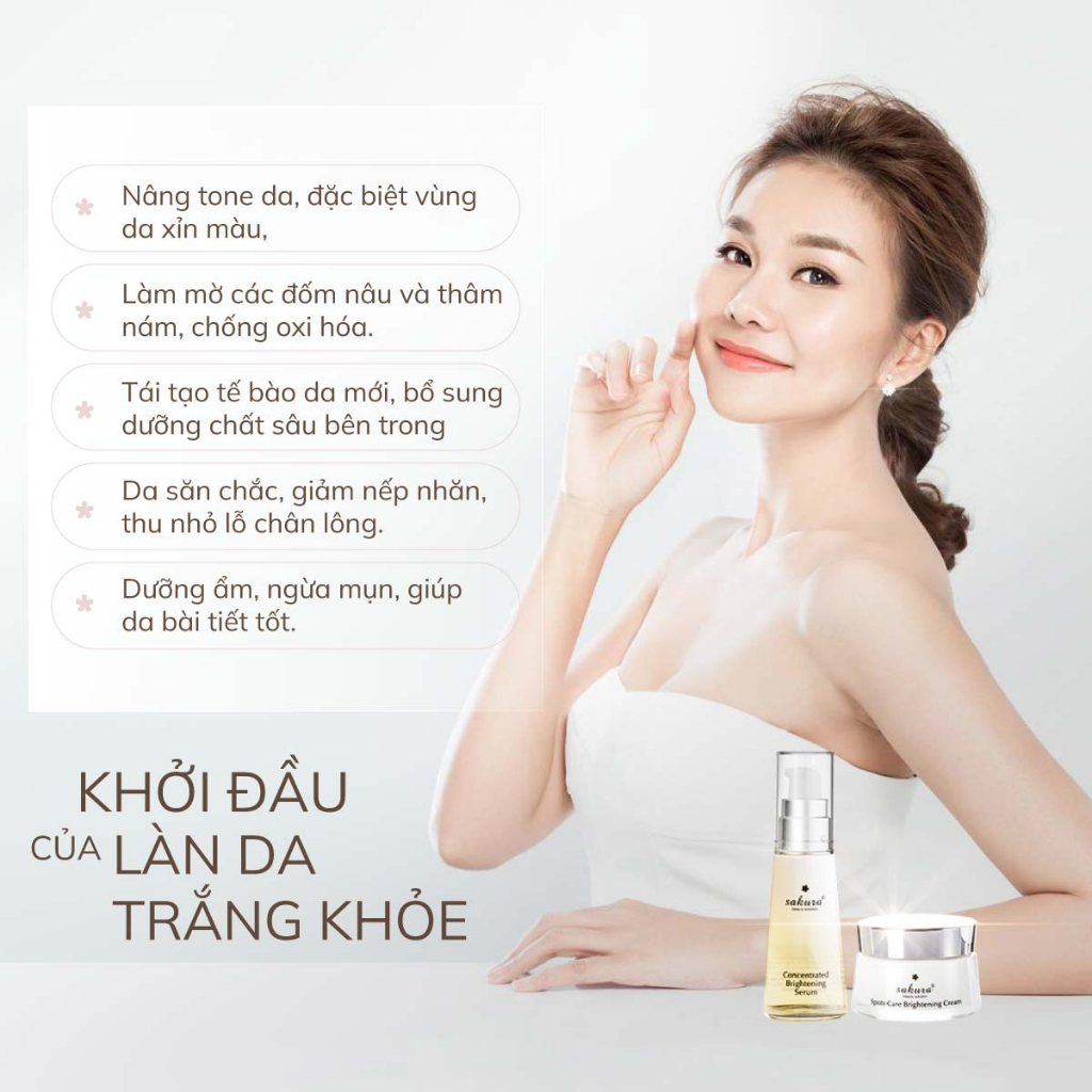 Serum da trắng sáng Sakura Concentrated Brightening - Serum Sakura làm trắng da, ngừa nám, phục hồi da