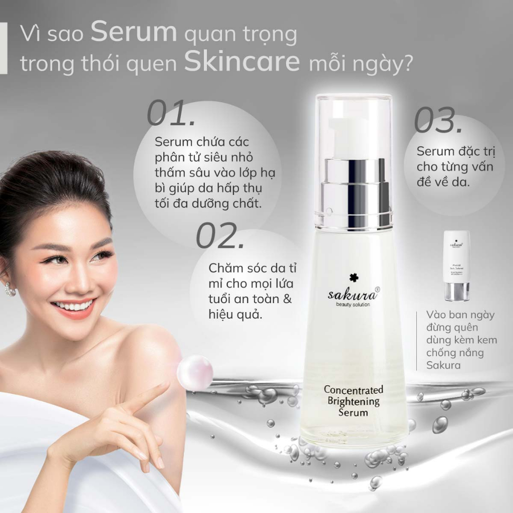 Serum da trắng sáng Sakura Concentrated Brightening - Serum Sakura làm trắng da, ngừa nám, phục hồi da
