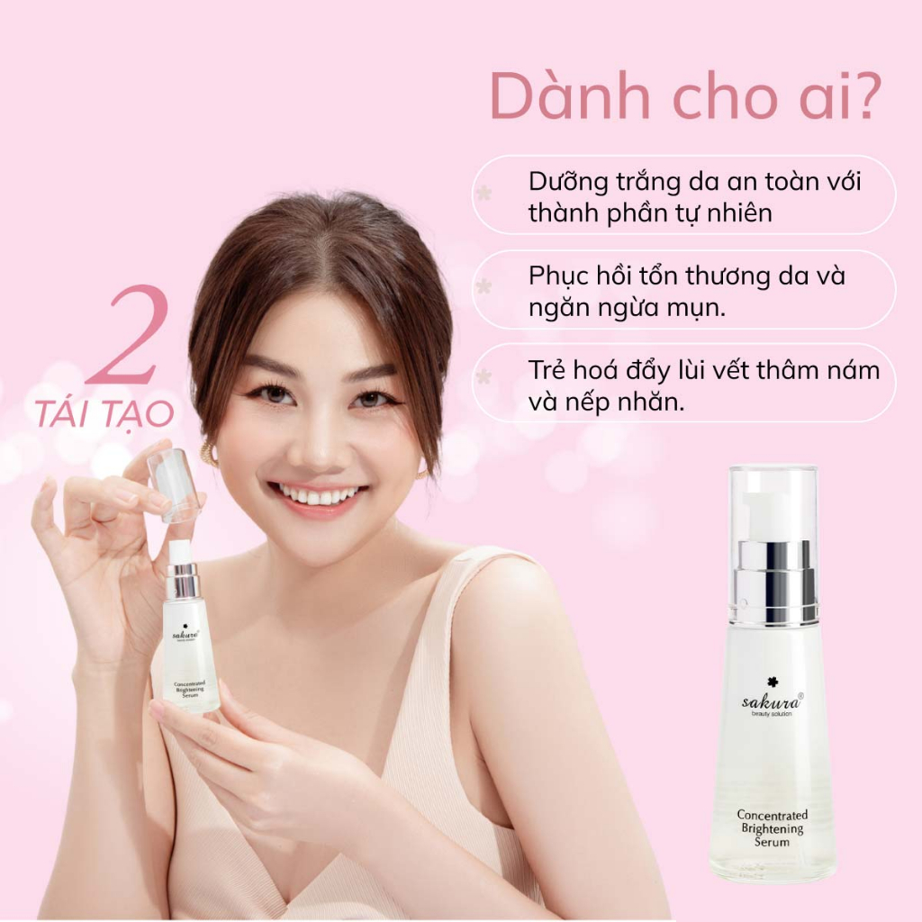 Serum da trắng sáng Sakura Concentrated Brightening - Serum Sakura làm trắng da, ngừa nám, phục hồi da