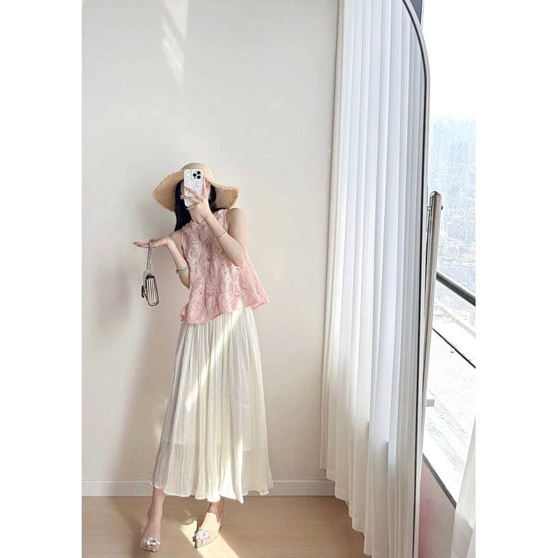 Chân váy lụa tơ ánh kim hàng Quảng Châu cao cấp