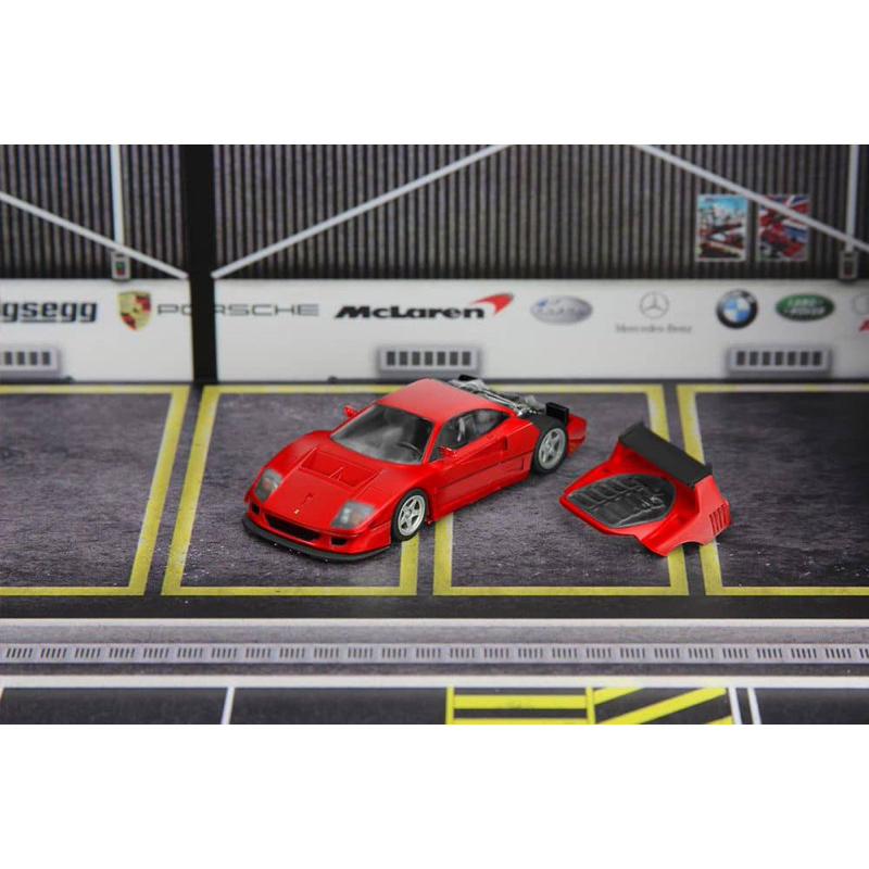 Mohinhxeps-1/64_Stance Hunters SH Diecast Model F40 LM Openable tail-hood,Visible engine  Color : Red / Black
