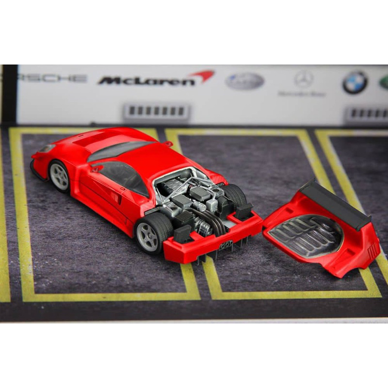 Mohinhxeps-1/64_Stance Hunters SH Diecast Model F40 LM Openable tail-hood,Visible engine  Color : Red / Black