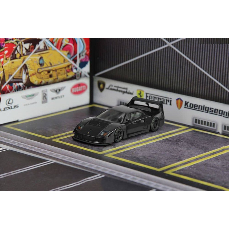 Mohinhxeps-1/64_Stance Hunters SH Diecast Model F40 LM Openable tail-hood,Visible engine  Color : Red / Black