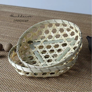 Rổ tre đan thưa hình tròn decor, đựng hoa quả HANHDECOR